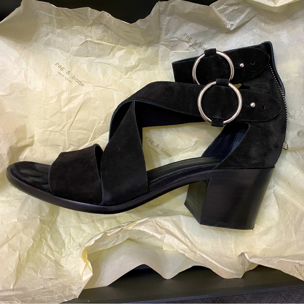 Black suede Rag and Bone sandals